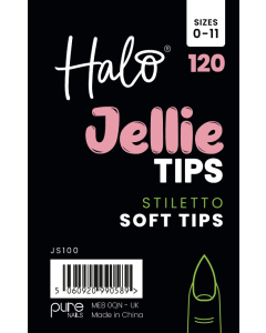 Halo Jellie Nail Tips Stiletto, Sizes 0-11, 120 Mixed Sizes